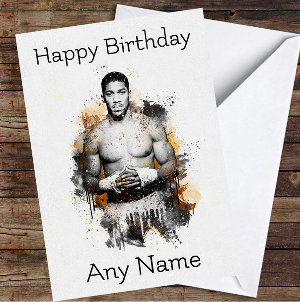 Anthony Joshua Splatter Personalized Birthday Card