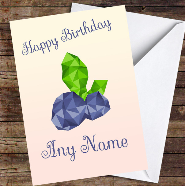 Blueberries Polygon Geometric Personalized Birthday Card