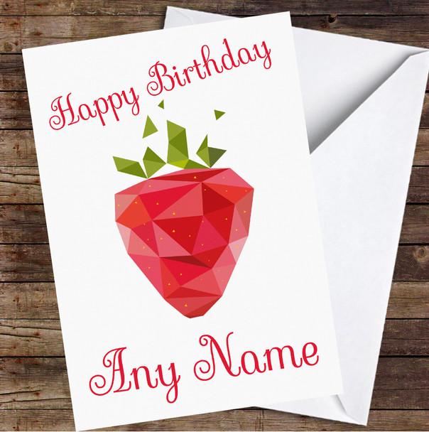 Strawberry Polygon Simple Personalized Birthday Card