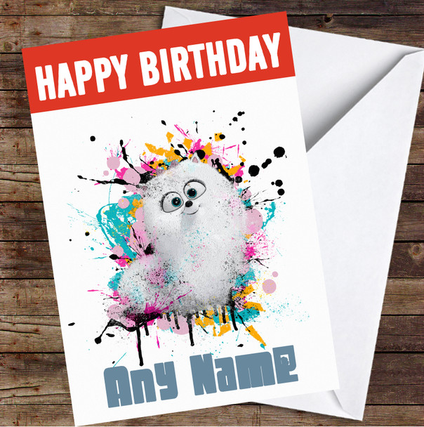 The Secret Life Of Pets Gidget Splatter Personalized Birthday Card