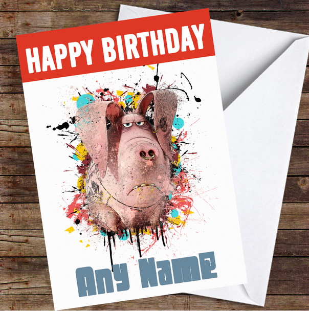 The Secret Life Of Pets Tattoo Splatter Personalized Birthday Card