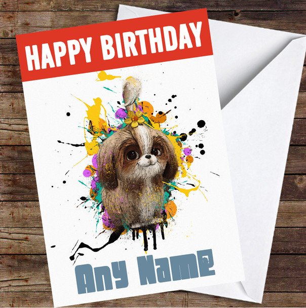 The Secret Life Of Pets Daisy Splatter Personalized Birthday Card