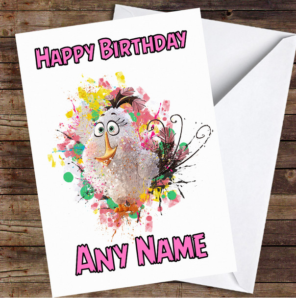 The Angry Birds Matilda Cute Splatter Personalized Birthday Card