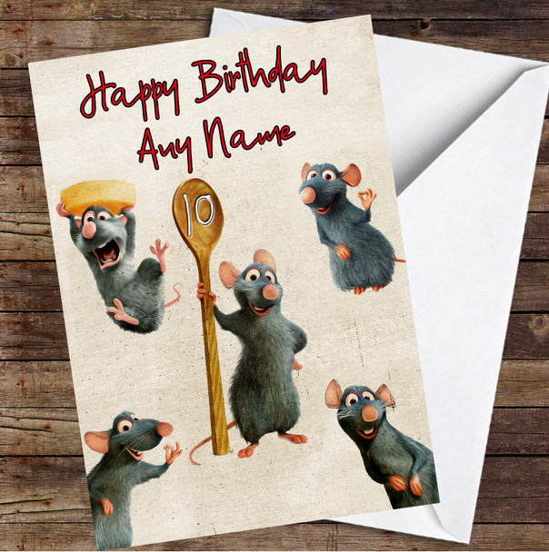 Ratatouille Multiple Rats Big Spoon Personalized Birthday Card