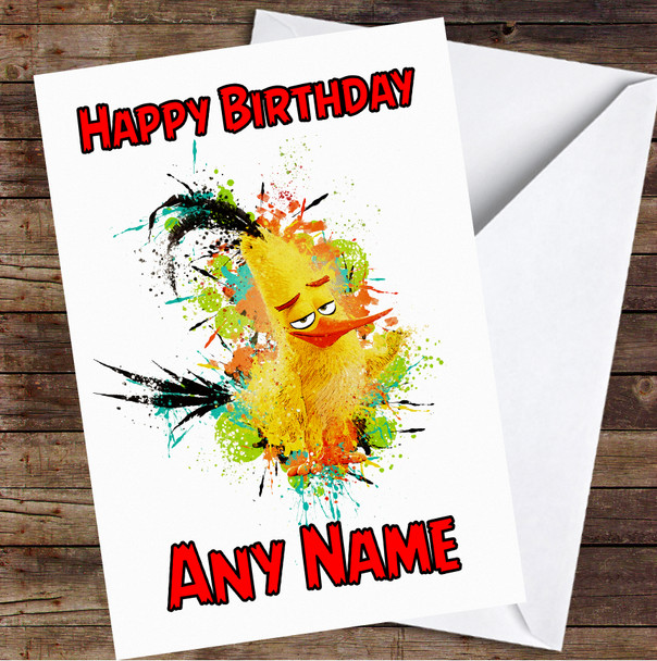 The Angry Birds Chuck Cute Splatter Personalized Birthday Card
