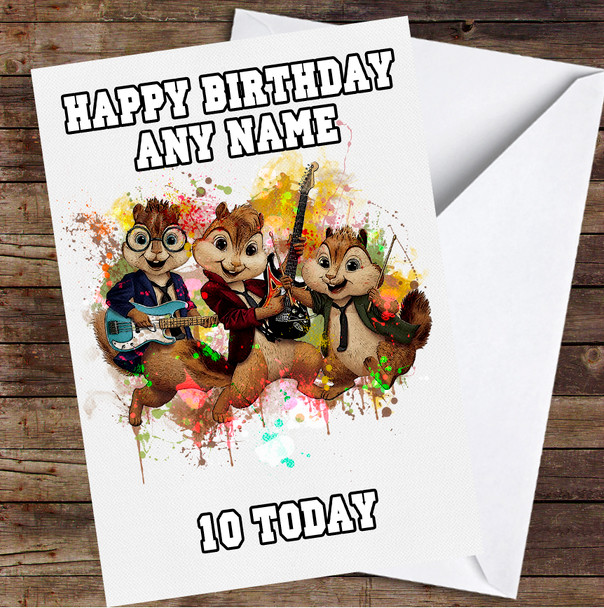 Alvin And The Chipmunks Splatter Personalized Birthday Card