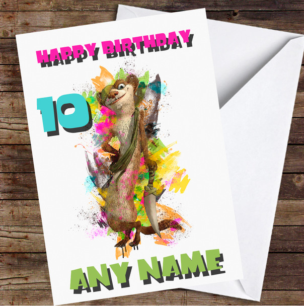 Ice Age colorful Buck Splatter Personalized Birthday Card