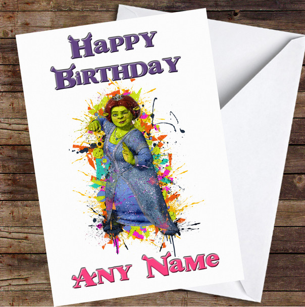 Princess Fiona Shrek Splatter Personalized Birthday Card