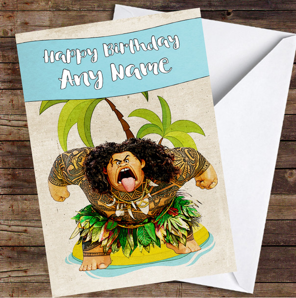 Maui Moana Palm Trees Island Personalized Birthday Card