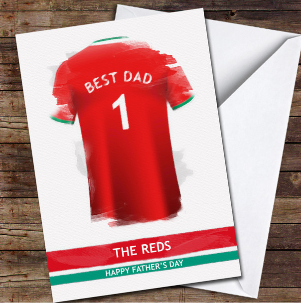 Liverpool Football Team Shirt Paint Effect Best Dad Personalized Father's Day Greetings Card