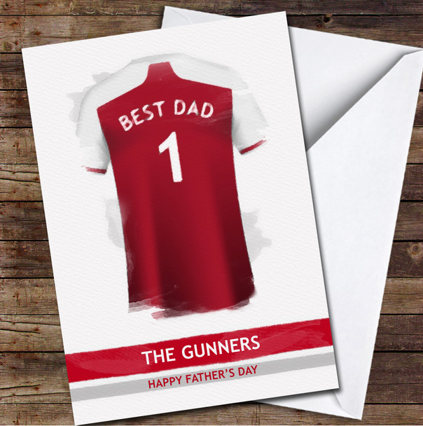 Arsenal Football Team Shirt Paint Effect Best Dad Personalized Father's Day Greetings Card
