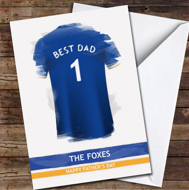 Leicester City Football Team Shirt Best Dad Personalized Father's Day Greetings Card