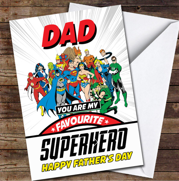 Dad My Favourite Superhero Characters Personalized Father's Day Greetings Card