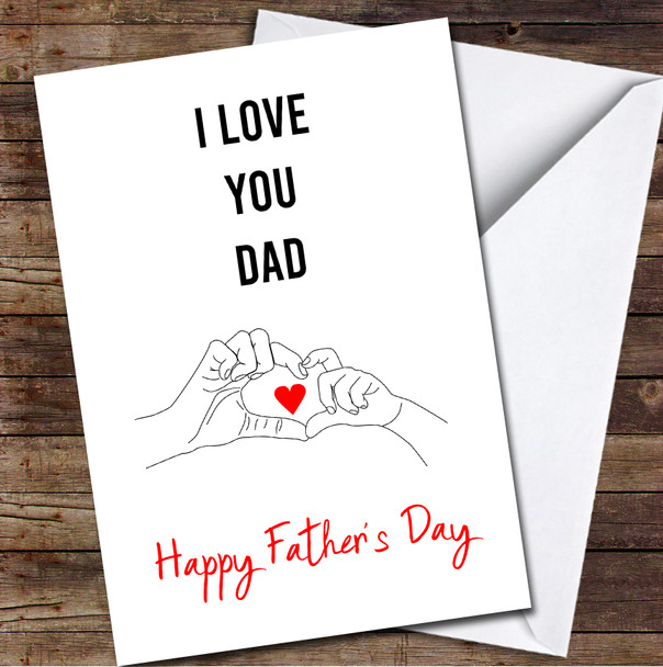 Heart Shape Hands Line Art Personalized Father's Day Greetings Card