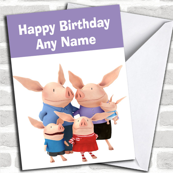 Olivia And Family  Personalized Children's Birthday Card