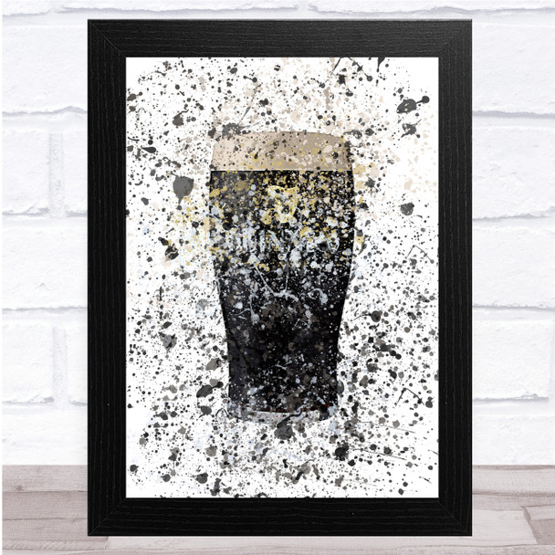 Watercolor Splatter Pint Of Guinness Dry Irish Stout Beer Wall Art Print