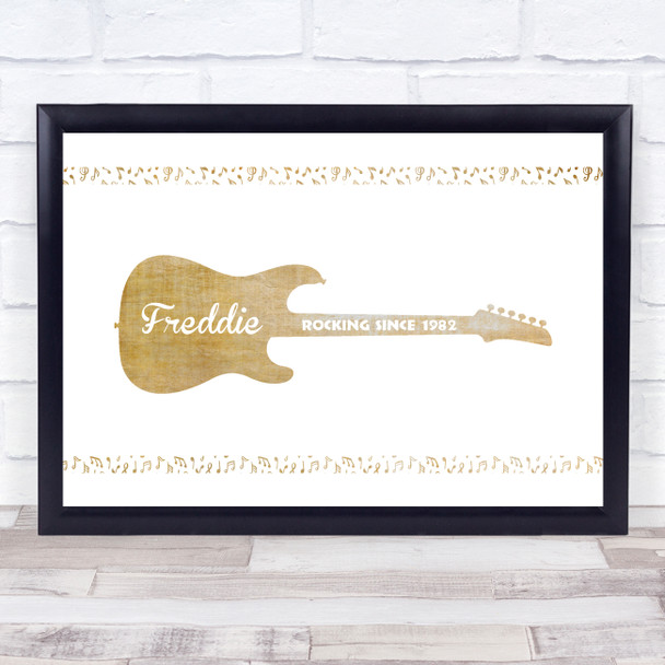 Music Notes Texture Electric Guitar Personalized Wall Art Print