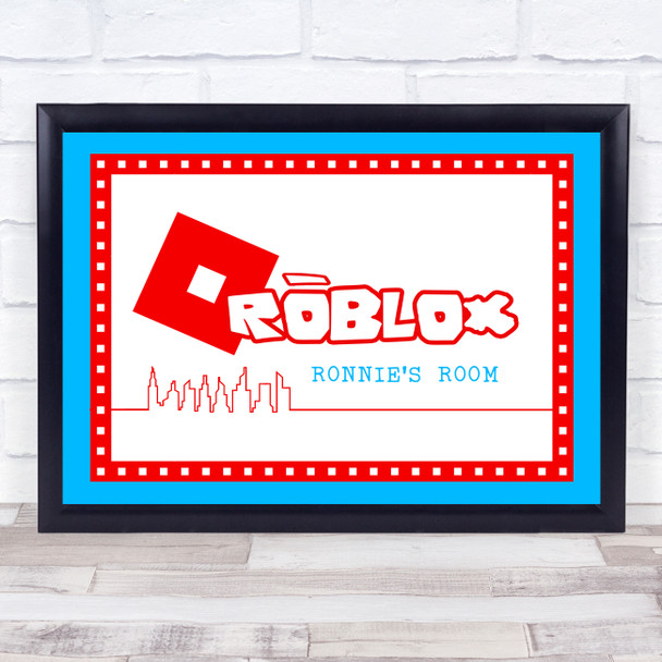 Roblox Red Logo City Line Art Any Name Personalized Wall Art Print