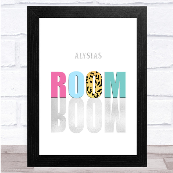 Room colorful Leopard Any Name Personalized Wall Art Print