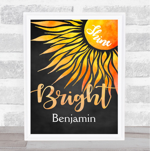 Shine Bright Sun Chalk Any Name Personalized Wall Art Print