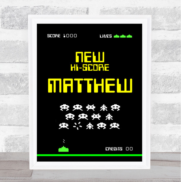 Space Invaders Retro Gaming Any Name Personalized Wall Art Print