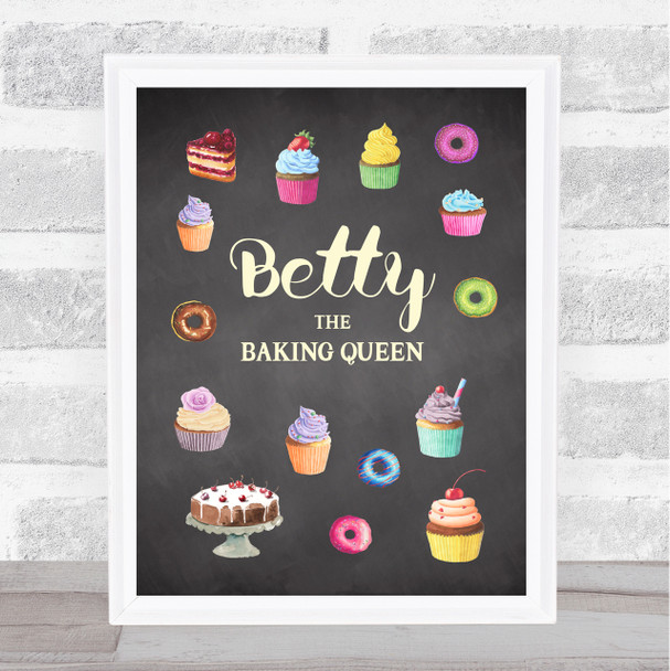 Chalk Cakes Baking Queen Any Name Personalized Wall Art Print