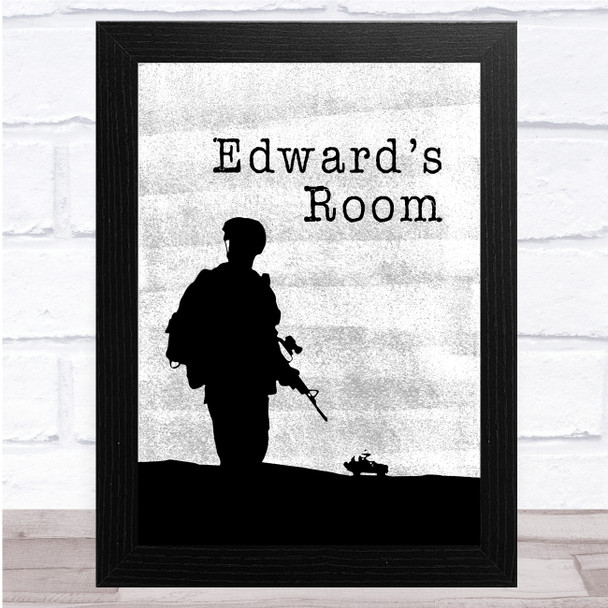 Army Watercolor Soldier Car Silhouette Room Personalized Wall Art Print