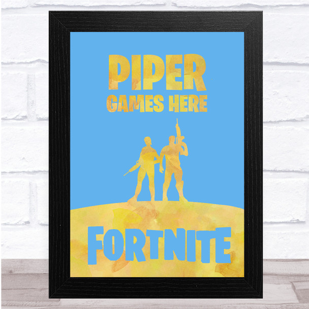 Fortnite Figures Yellow Blue Any Name Personalized Wall Art Print