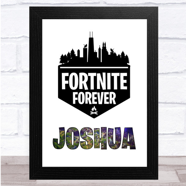 Fortnite Forever City Silhouette Any Name Personalized Wall Art Print