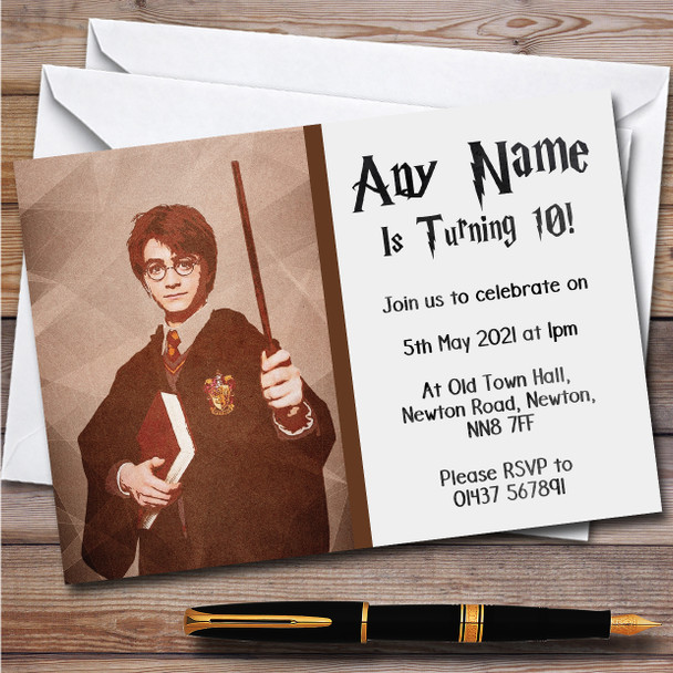 Harry Potter Retro Fade Children's Kids Personalized Birthday Party Invitations