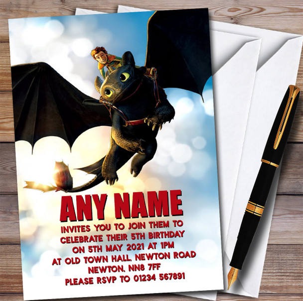 How To Train Your Dragon Children's Kids Personalized Birthday Party Invitations