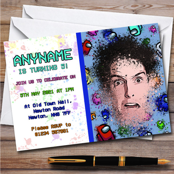 Lazarbeam Among Us Children's Kids Personalized Birthday Party Invitations
