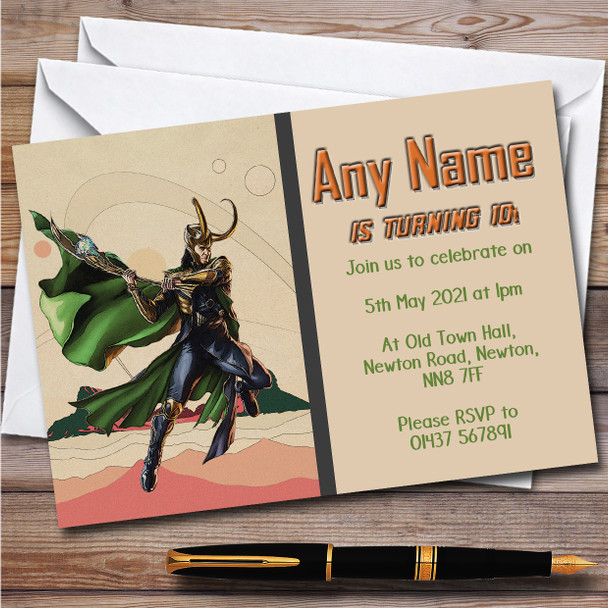 Loki Retro Children's Kids Personalized Birthday Party Invitations