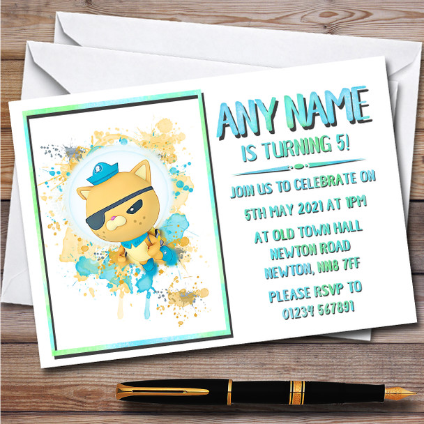 Octonauts Kwazii Splatter Art Children's Personalized Birthday Party Invitations