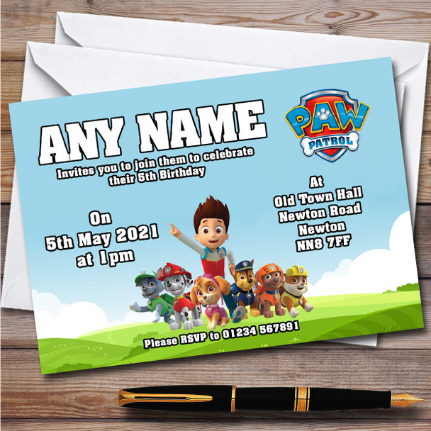 Paw Patrol Pups & Rider Children's Kids Personalized Birthday Party Invitations