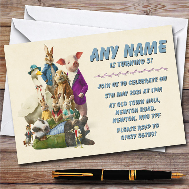 Peter Rabbit Vintage Retro Children's Personalized Birthday Party Invitations