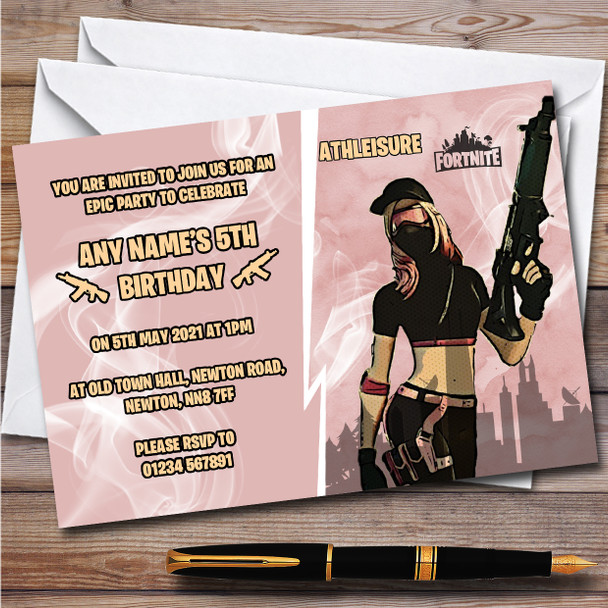 Athleisure Gaming Comic Style Fortnite Skin Birthday Party Invitations
