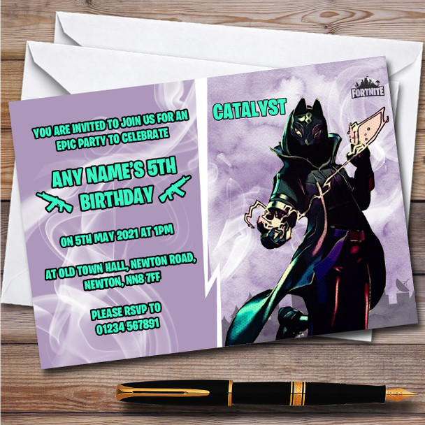 Catalyst Gaming Comic Style Fortnite Skin Children's Birthday Party Invitations