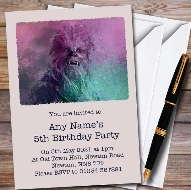 Chewbacca Smudge Children's Kids Personalized Birthday Party Invitations