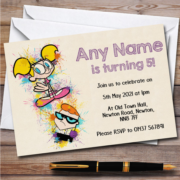 Dee Dee And Dexter Children's Kids Personalized Birthday Party Invitations