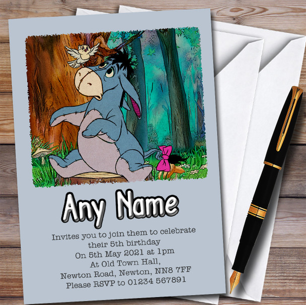 Eeyore Winnie The Pooh Children's Kids Personalized Birthday Party Invitations