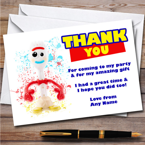 Forky Toy Story Splatter Art Children's Birthday Party Thank You Cards