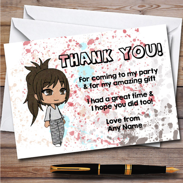Gatcha Life Camou Splatter Art Children's Birthday Party Thank You Cards