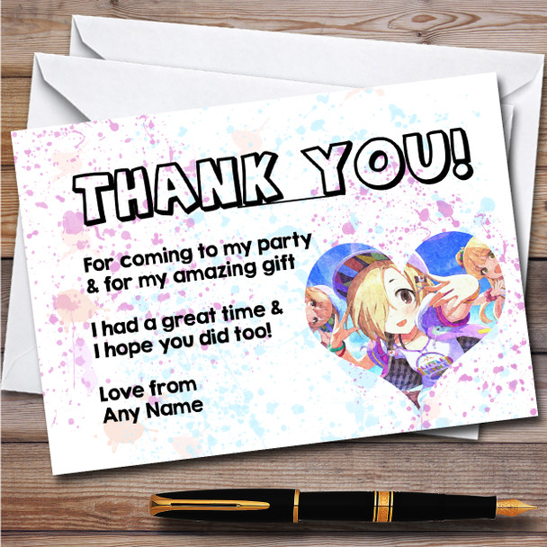 Gatcha Life Street Life Splatter Heart Children's Birthday Party Thank You Cards