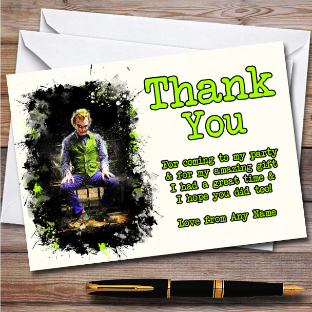 Heath Ledger Joker Splatter Children's Birthday Party Thank You Cards