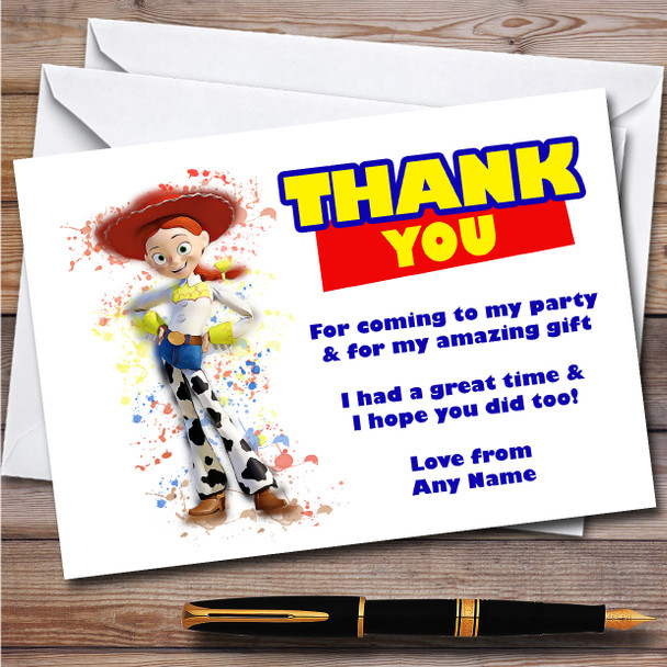 Jessie Toy Story Splatter Art Children's Birthday Party Thank You Cards