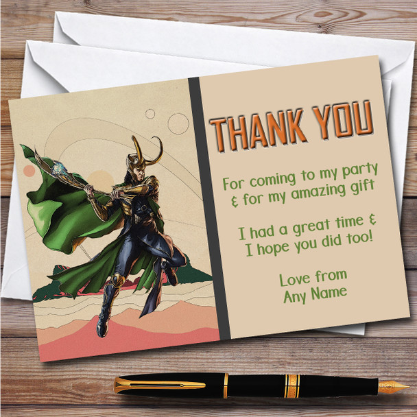 Loki Retro Children's Kids Personalized Birthday Party Thank You Cards