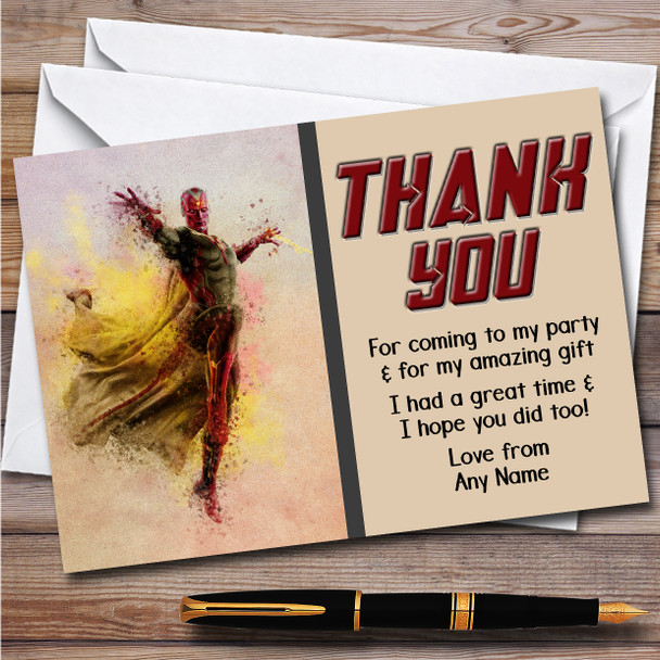 Marvel Vision Watercolour Splatter Children's Birthday Party Thank You Cards