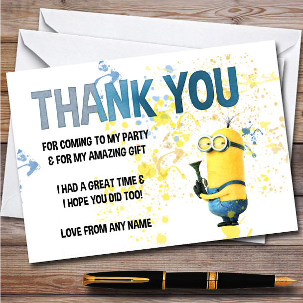 Minions Kevin Splatter Art Children's Birthday Party Thank You Cards