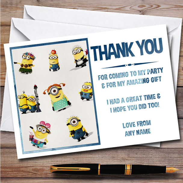 Minions Multi Children's Kids Personalized Birthday Party Thank You Cards